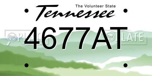 4677AT Tennessee License Plate