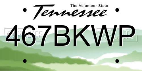 467BKWP Tennessee License Plate