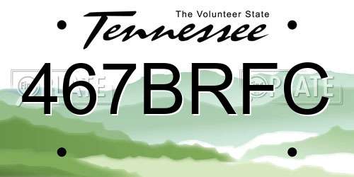 467BRFC Tennessee License Plate