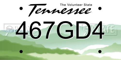 467GD4 Tennessee License Plate