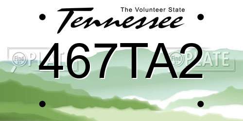 467TA2 Tennessee License Plate