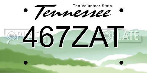 467ZAT Tennessee License Plate