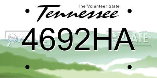 4692HA Tennessee License Plate