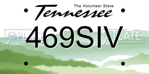 469SIV Tennessee License Plate