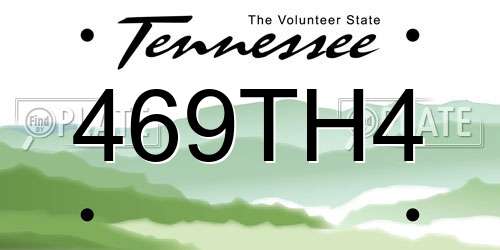 469TH4 Tennessee License Plate