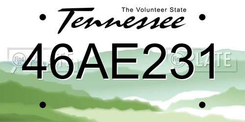 46AE231 Tennessee License Plate
