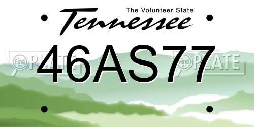 46AS77 Tennessee License Plate