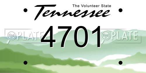 4701 Tennessee License Plate
