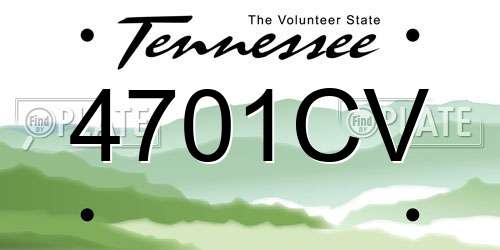 4701CV Tennessee License Plate