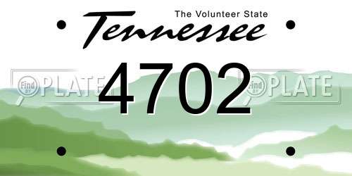 4702 Tennessee License Plate