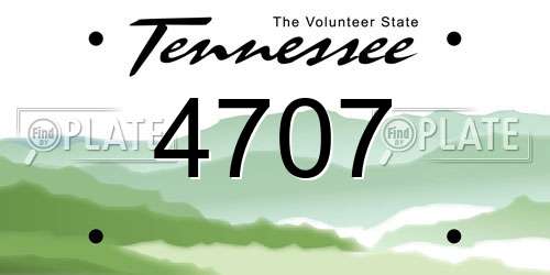 4707 Tennessee License Plate