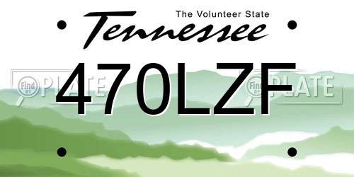 470LZF Tennessee License Plate
