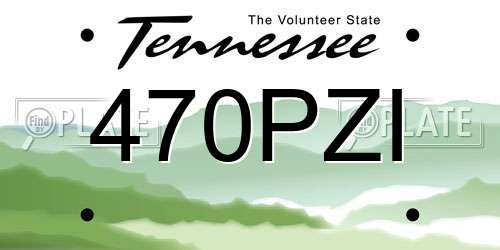 470PZI Tennessee License Plate