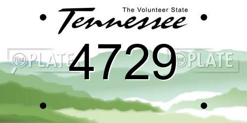 4729 Tennessee License Plate