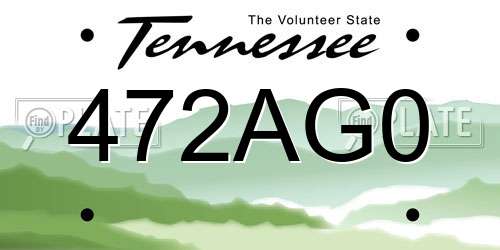 472AG0 Tennessee License Plate