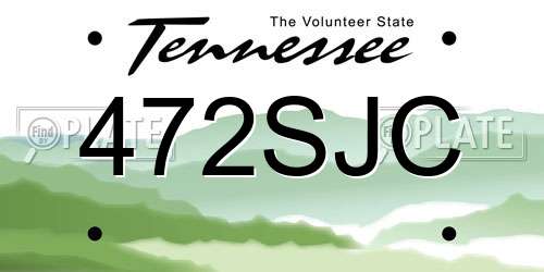 472SJC Tennessee License Plate