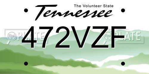 472VZF Tennessee License Plate