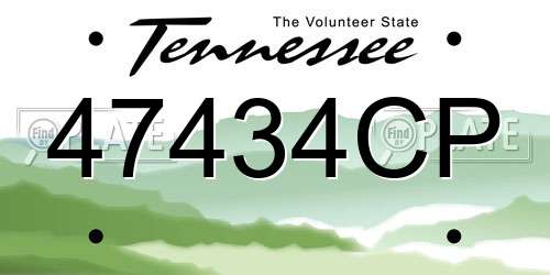 47434CP Tennessee License Plate