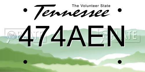 474AEN Tennessee License Plate