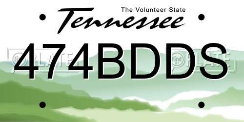 474BDDS Tennessee License Plate