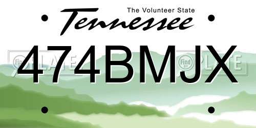 474BMJX Tennessee License Plate