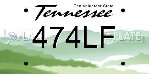474LF Tennessee License Plate
