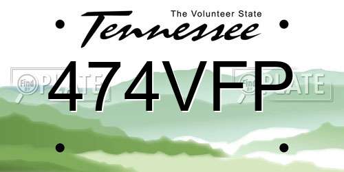 474VFP Tennessee License Plate