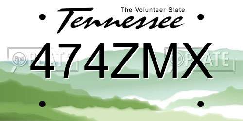 474ZMX Tennessee License Plate