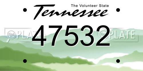 47532 Tennessee License Plate