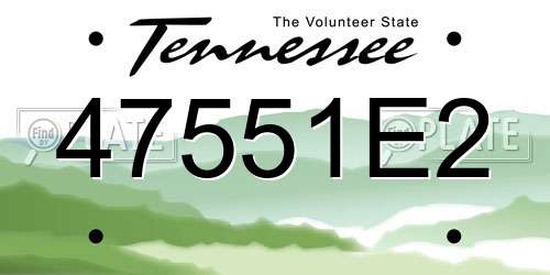 47551E2 Tennessee License Plate