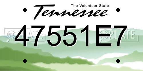 47551E7 Tennessee License Plate