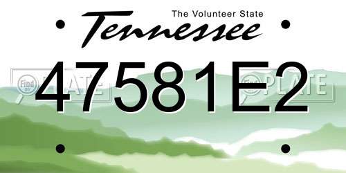 47581E2 Tennessee License Plate