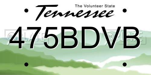 475BDVB Tennessee License Plate