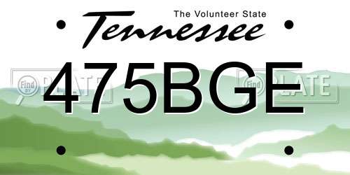 475BGE Tennessee License Plate