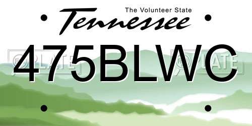 475BLWC Tennessee License Plate
