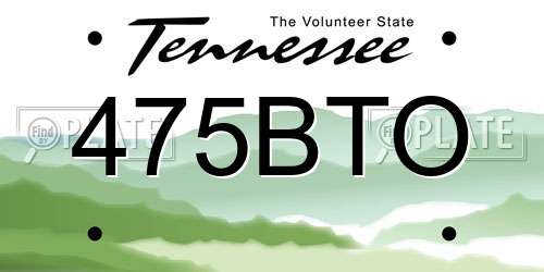 475BTO Tennessee License Plate