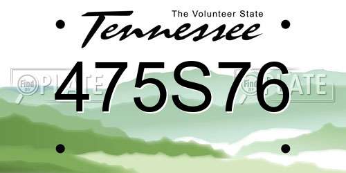 475S76 Tennessee License Plate
