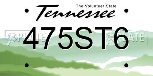 475ST6 Tennessee License Plate