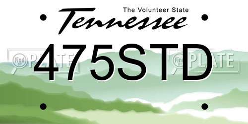 475STD Tennessee License Plate