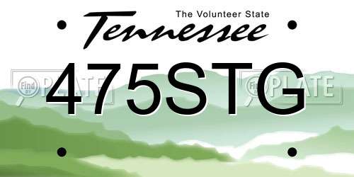 475STG Tennessee License Plate