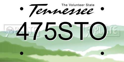 475STO Tennessee License Plate