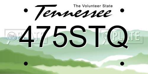 475STQ Tennessee License Plate