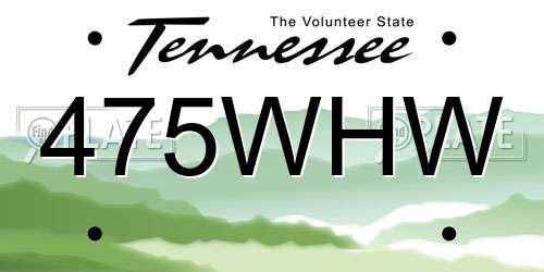 475WHW Tennessee License Plate