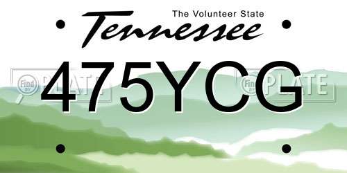 475YCG Tennessee License Plate