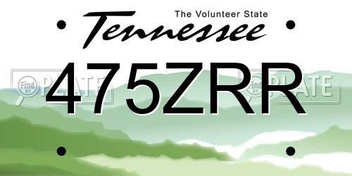 475ZRR Tennessee License Plate