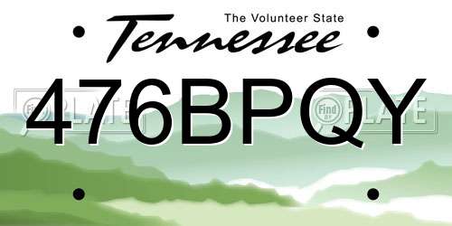 476BPQY Tennessee License Plate