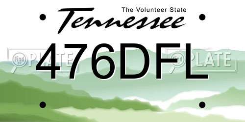 476DFL Tennessee License Plate