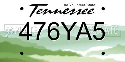 476YA5 Tennessee License Plate