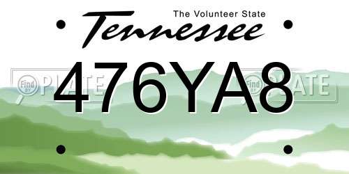 476YA8 Tennessee License Plate