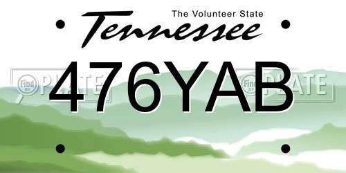 476YAB Tennessee License Plate